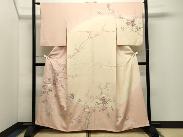 平和屋着物●訪問着 友禅 作家物 枝花文 暈し染め 正絹 逸品 CABK2767gh