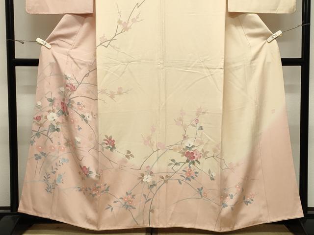 平和屋着物●訪問着 友禅 作家物 枝花文 暈し染め 正絹 逸品 CABK2767gh