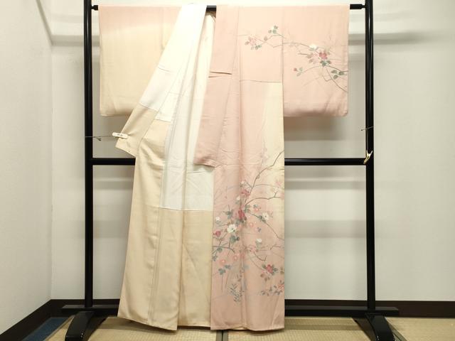 平和屋着物●訪問着 友禅 作家物 枝花文 暈し染め 正絹 逸品 CABK2767gh
