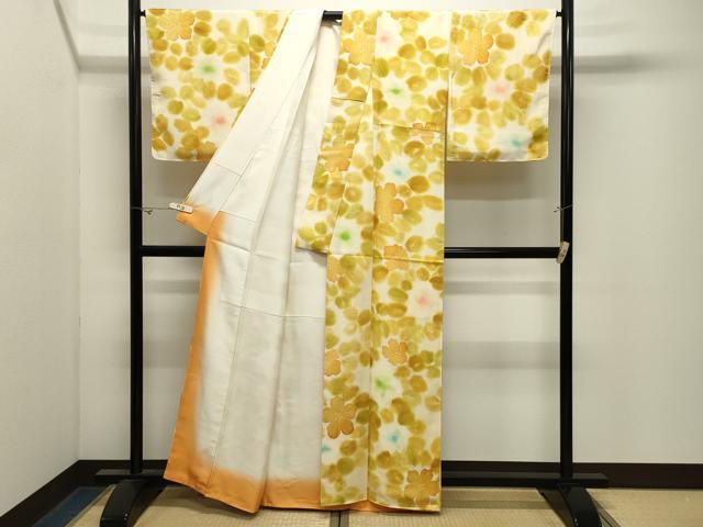平和屋着物●上質な小紋 地紋起こし 舞花文 正絹 逸品 未使用 CABK2789gh
