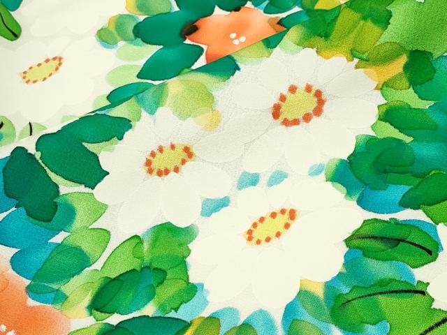 平和屋着物●上質な小紋 手描き 草花文 正絹 逸品 CABK2792gh