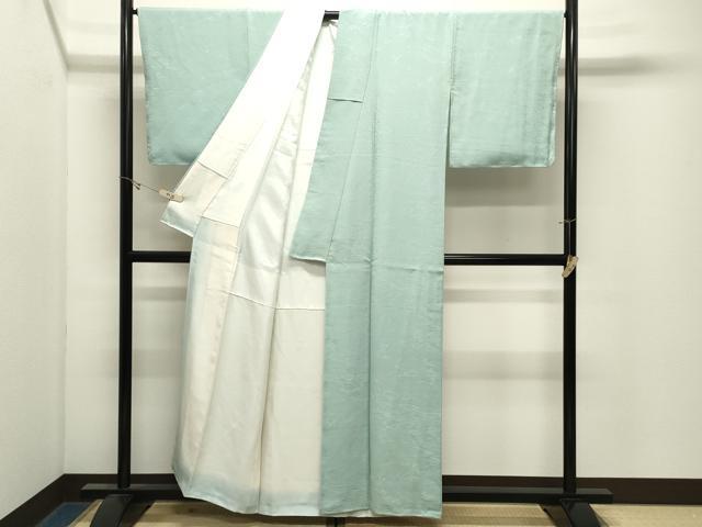 平和屋着物●上質な色無地 霞地紋 水色 正絹 逸品 未使用 CABK2794gh
