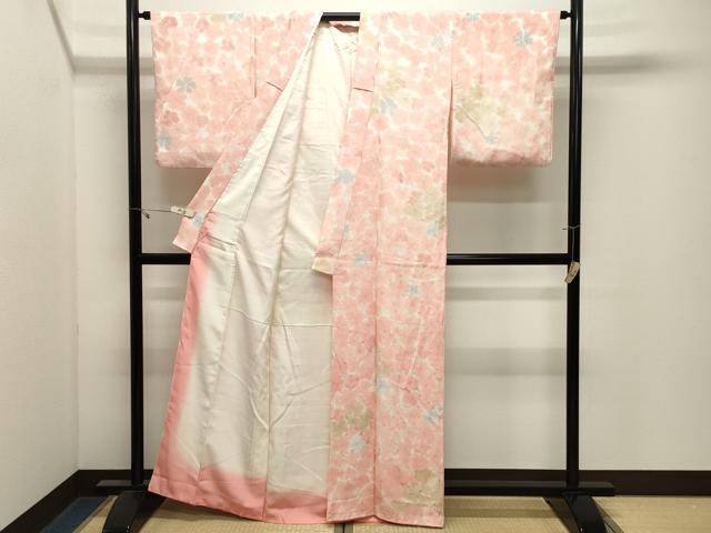 平和屋着物●上質な小紋 地紋起こし 舞桜文 正絹 逸品 CABK2795gh