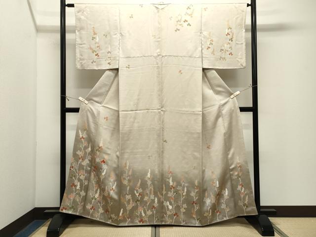 平和屋着物●訪問着 駒刺繍 萩文 暈し染め 金彩 正絹 逸品 CABK2796gh
