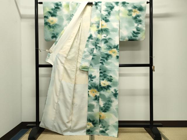 平和屋着物●上質な小紋 地紋起こし 草花文 暈し染め 正絹 逸品 CABK2798gh
