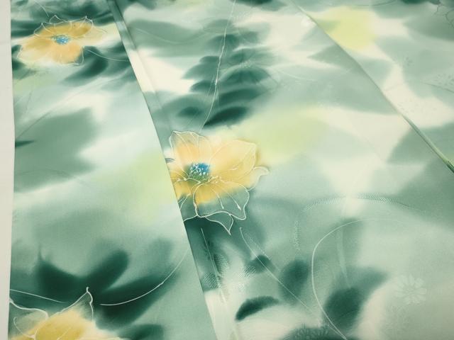 平和屋着物●上質な小紋 地紋起こし 草花文 暈し染め 正絹 逸品 CABK2798gh