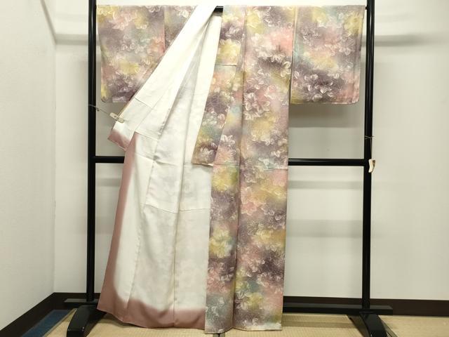 平和屋着物●上質な小紋 地紋起こし 楓文 暈し染め 正絹 逸品 CABK2799gh