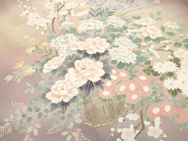 平和屋着物●訪問着 友禅 花籠文 暈し染め 正絹 逸品 CABK2800gh