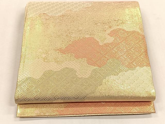 平和屋着物◎佐賀錦 両面 六通柄袋帯 雲重ね吉祥文 金糸 正絹 逸品 CABK2807yk