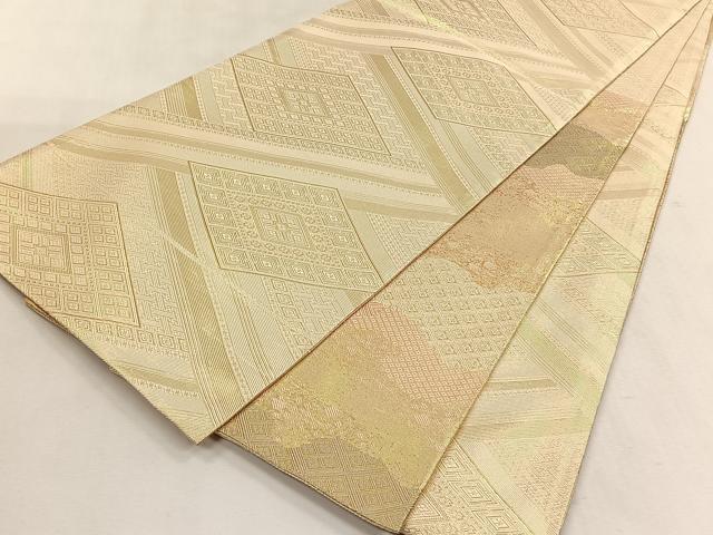 平和屋着物◎佐賀錦 両面 六通柄袋帯 雲重ね吉祥文 金糸 正絹 逸品 CABK2807yk