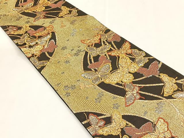 平和屋着物◎六通柄袋帯 花蝶文 金銀糸 正絹 逸品 CABK2812yk