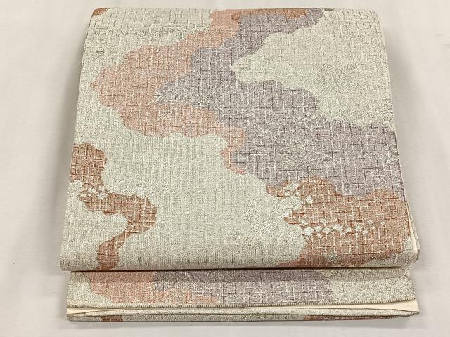 平和屋着物◎六通柄袋帯 道長枝松葉文 銀糸 正絹 逸品 CABK2826yk