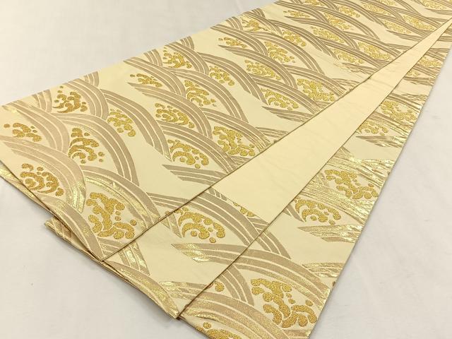 平和屋着物◎全通柄袋帯 流水文 金糸 正絹 逸品 CABK2839yk