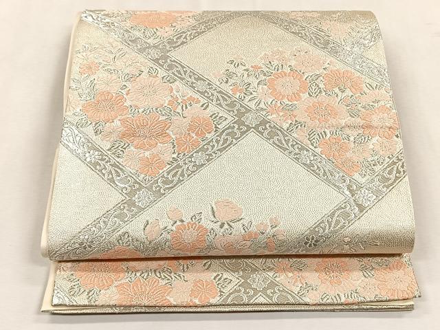 平和屋着物◎六通柄袋帯 唐織 草花文 銀糸 やまとオリジナル 正絹 逸品 CABK2844yk