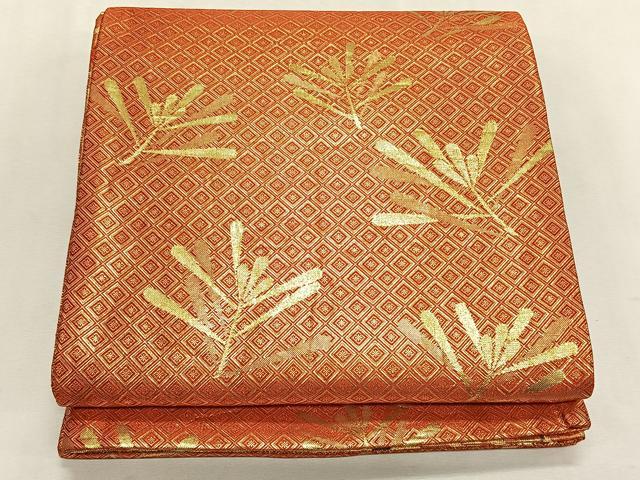 平和屋着物◎佐賀錦 両面 全通柄袋帯 波松葉紋 金糸 正絹 逸品 CABK2860yk