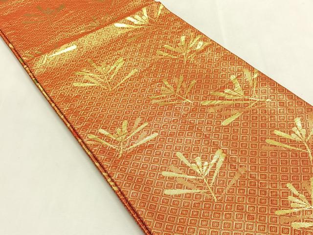 平和屋着物◎佐賀錦 両面 全通柄袋帯 波松葉紋 金糸 正絹 逸品 CABK2860yk