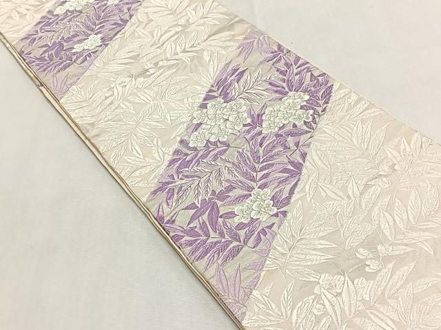 平和屋着物◎流水袋帯 唐織 枝花文 銀糸 正絹 逸品 CABK2870yk