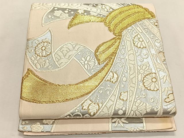 平和屋着物◎六通柄袋帯 唐織 束ね熨斗花唐草文 金銀糸 正絹 逸品 CABK2872yk