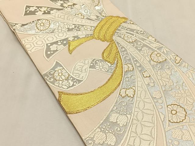 平和屋着物◎六通柄袋帯 唐織 束ね熨斗花唐草文 金銀糸 正絹 逸品 CABK2872yk