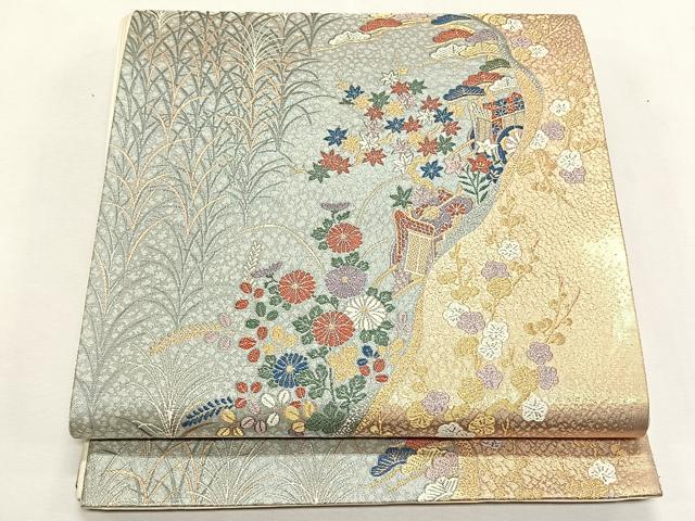 平和屋着物◎六通柄袋帯 慶長小袖文 金糸 正絹 逸品 CABK2885yk