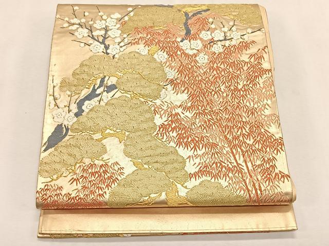 平和屋着物◎六通柄袋帯 唐織 松竹梅 金糸 正絹 逸品 CABK2890yk