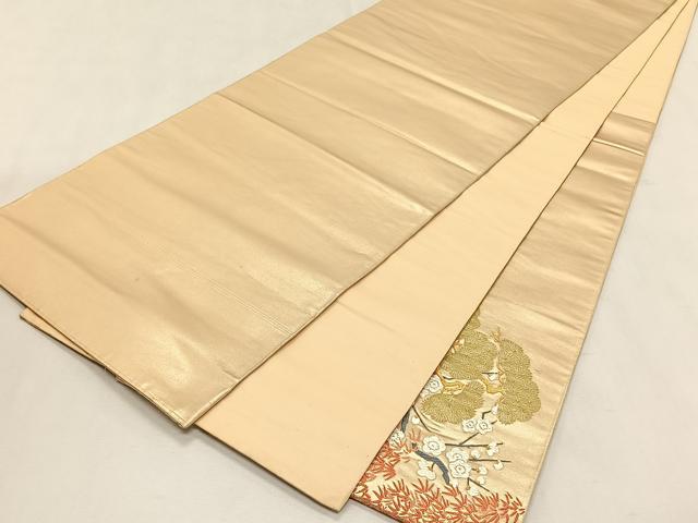 平和屋着物◎六通柄袋帯 唐織 松竹梅 金糸 正絹 逸品 CABK2890yk