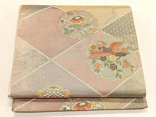 平和屋着物◎六通柄袋帯 手織 正倉院雪輪鳳文 金糸 正絹 逸品 CABK2902yk