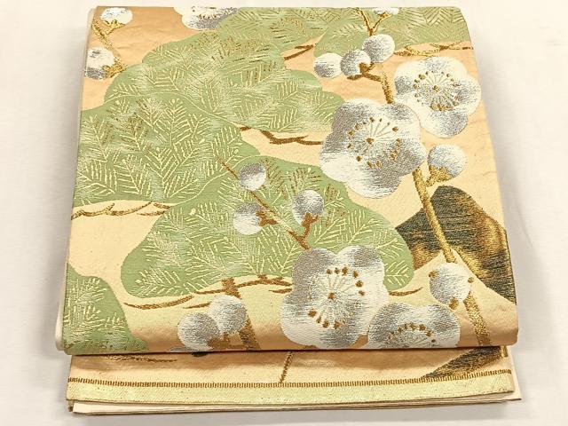 平和屋着物◎六通柄袋帯 枝梅松文 金銀糸 正絹 逸品 CABK2907yk