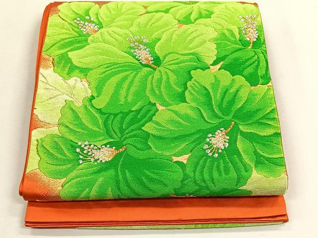 平和屋着物◎六通柄袋帯 草花文 金銀糸 正絹 逸品 CABK2915yk