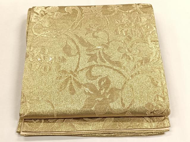 平和屋着物◎六通柄袋帯 花唐草文 金糸 正絹 逸品 CABK2918yk