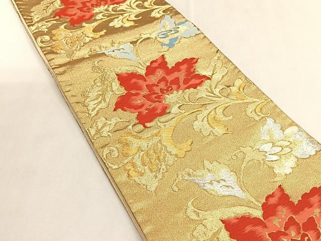 平和屋着物◎六通柄袋帯 更紗花唐草文 金糸 正絹 逸品 CABK2920yk