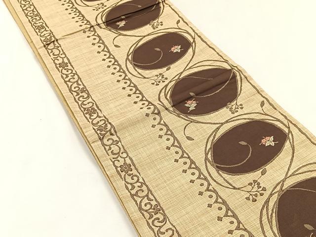 平和屋着物◎六通柄袋帯 翔織 花唐草間道 正絹 逸品 CABK2931yk