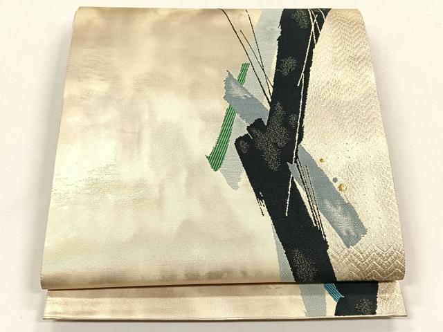 平和屋着物◎六通柄袋帯 抽象文 金銀糸 正絹 逸品 CABK2939yk