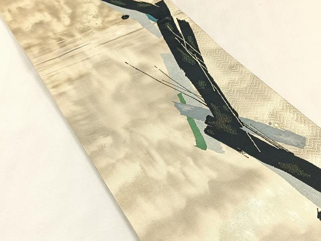 平和屋着物◎六通柄袋帯 抽象文 金銀糸 正絹 逸品 CABK2939yk