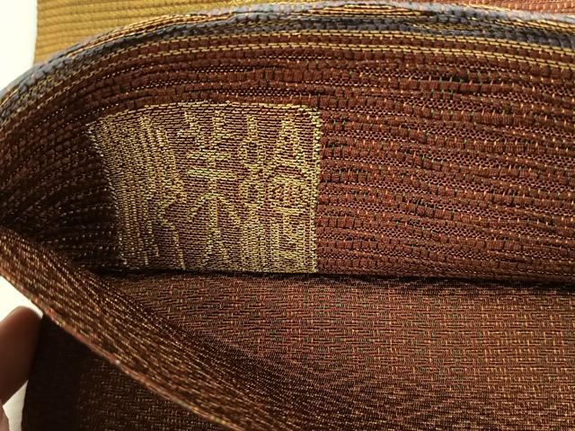 平和屋着物◎六通柄袋帯 抽象文 金糸 落款あり 正絹 逸品 CABK2944yk