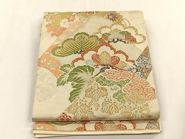 平和屋着物■アンティーク 大正ロマン 丸帯 唐織 冊子枝松文 金銀糸 正絹 逸品 CABK2950yk