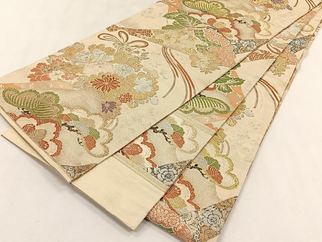 平和屋着物■アンティーク 大正ロマン 丸帯 唐織 冊子枝松文 金銀糸 正絹 逸品 CABK2950yk
