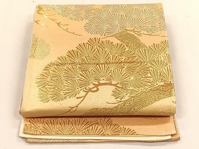 平和屋着物◎六通柄袋帯 松葉文 金銀糸 正絹 逸品 CABK2957yk