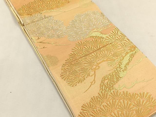 平和屋着物◎六通柄袋帯 松葉文 金銀糸 正絹 逸品 CABK2957yk