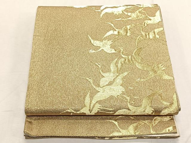 平和屋着物◎六通柄袋帯 綴れ 飛鶴文 金糸 正絹 逸品 CABK2971yk