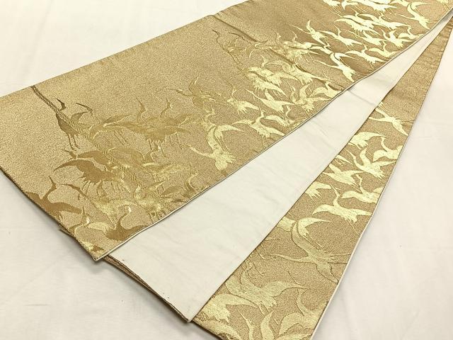平和屋着物◎六通柄袋帯 綴れ 飛鶴文 金糸 正絹 逸品 CABK2971yk
