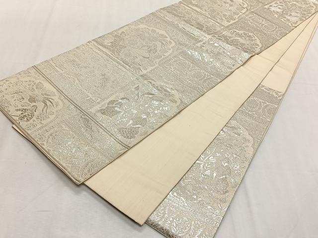 平和屋着物◎六通柄袋帯 九百紋織錦 人物風景紋 銀糸 正絹 逸品 CABK2974yk