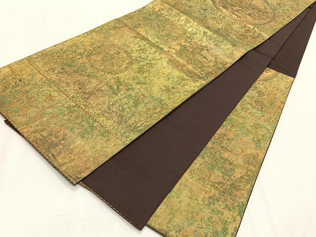 平和屋着物◎六通柄袋帯 狩猟文 金糸 正絹 逸品 CABK2978yk