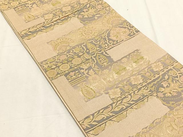 平和屋着物◎六通柄袋帯 花唐草文 金糸 正絹 逸品 CABK2988yk