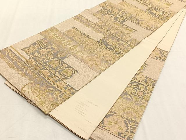 平和屋着物◎六通柄袋帯 花唐草文 金糸 正絹 逸品 CABK2988yk