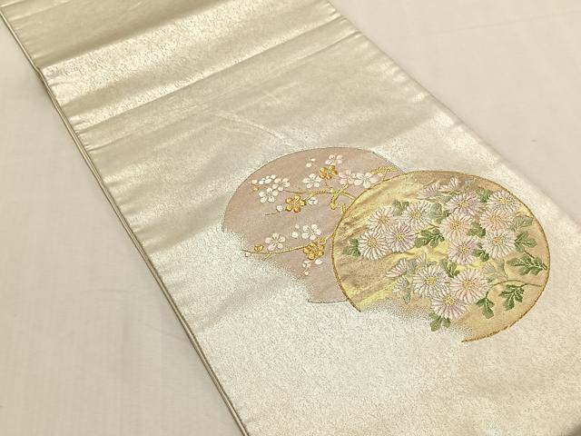 平和屋着物◎太鼓柄袋帯 唐織 草花丸文 金銀糸 三越扱い 正絹 逸品 CABK3019yk