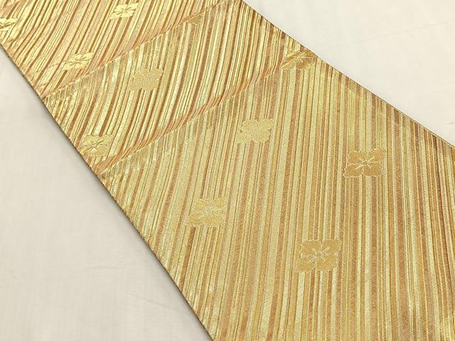 平和屋着物◎両面 六通柄袋帯 更紗花鳥文 金糸 正絹 逸品 CABK3020yk