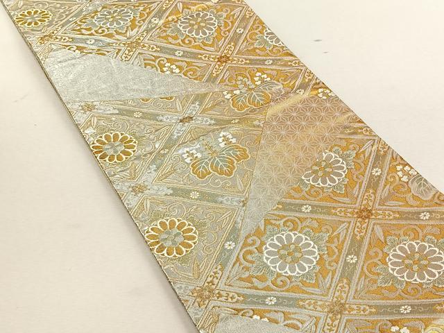平和屋着物◎佐賀錦 六通柄袋帯 菱花唐草文 金銀糸 正絹 逸品 CABK3031yk