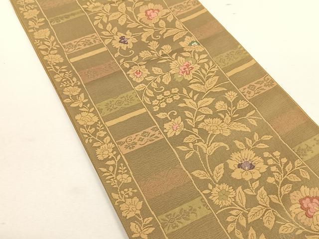 平和屋着物◎六通柄袋帯 牡丹唐草文 正絹 逸品 CABK3042yk