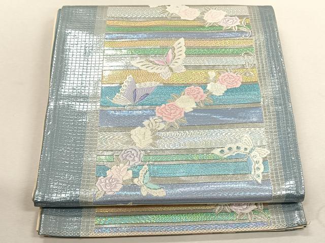 平和屋着物◎六通柄袋帯 唐織 花繋ぎ 金銀糸 正絹 逸品 CABK3048yk